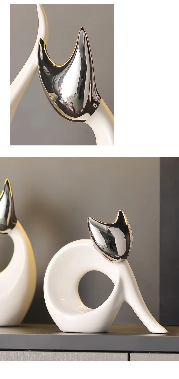 Abstract Artwork Ceramic Kitten Statue