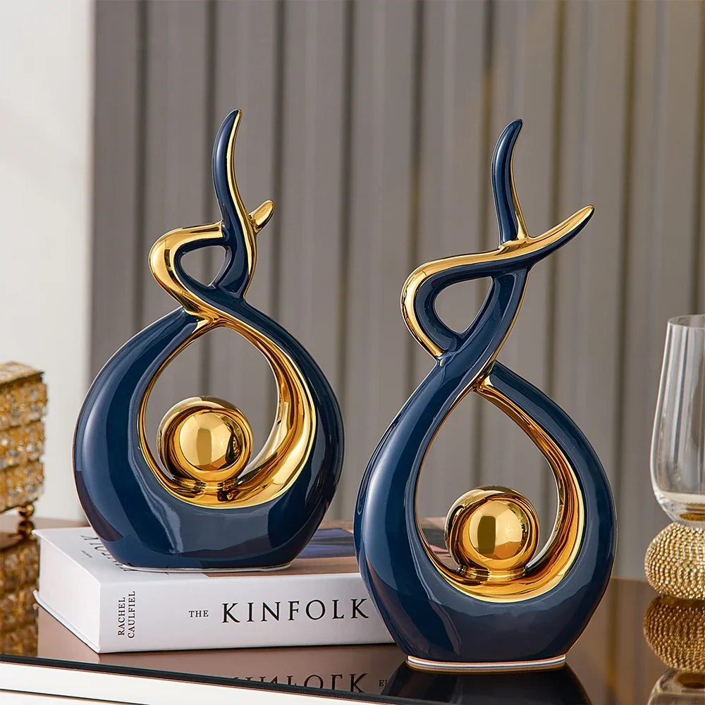 Abstract Ceramic Sculpture Golden Art Statue FIGURINES & MINIATURES Abstract Ceramic Sculpture Golden Art Statue FIGURINES & MINIATURES