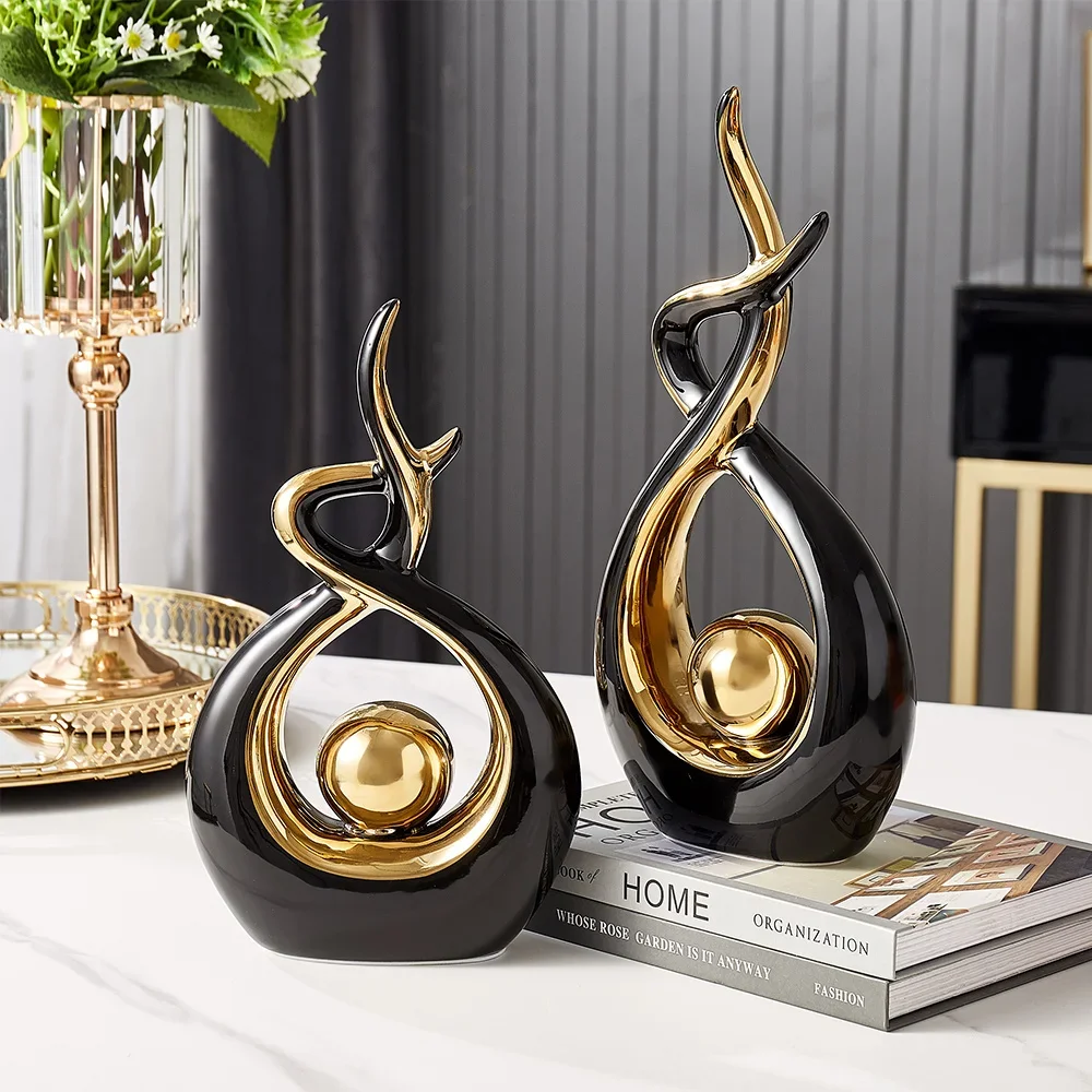 Abstract Ceramic Sculpture Golden Art Statue FIGURINES & MINIATURES Abstract Ceramic Sculpture Golden Art Statue FIGURINES & MINIATURES