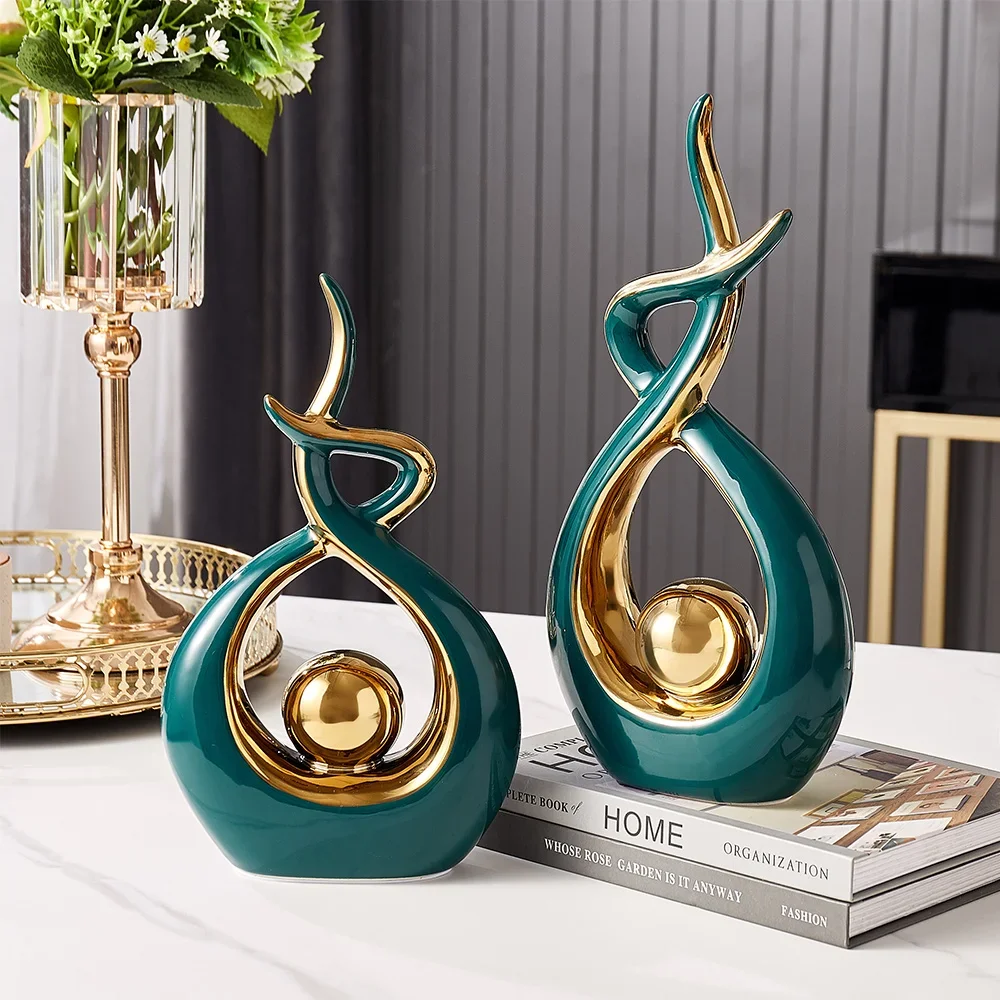 Abstract Ceramic Sculpture Golden Art Statue FIGURINES & MINIATURES Abstract Ceramic Sculpture Golden Art Statue FIGURINES & MINIATURES