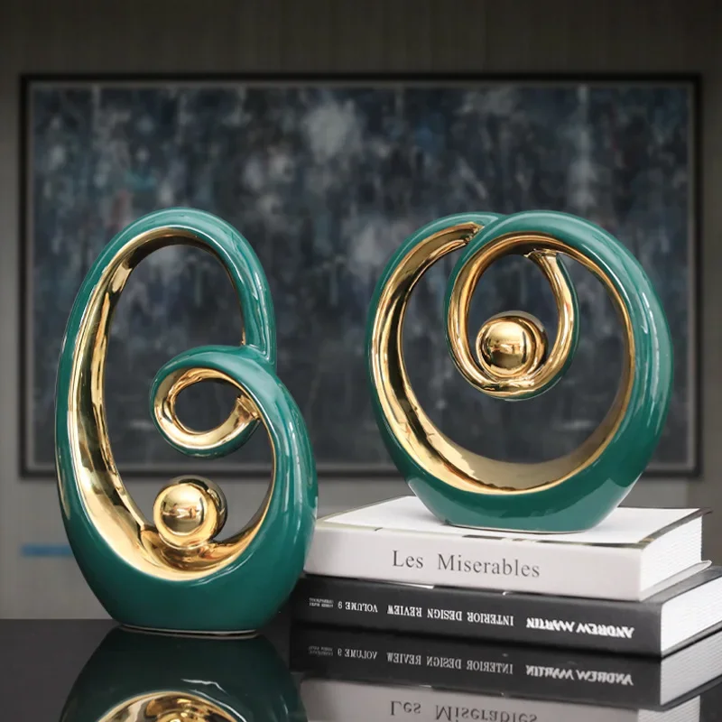 Abstract Ceramic Sculpture Golden Art Statue FIGURINES & MINIATURES Abstract Ceramic Sculpture Golden Art Statue FIGURINES & MINIATURES