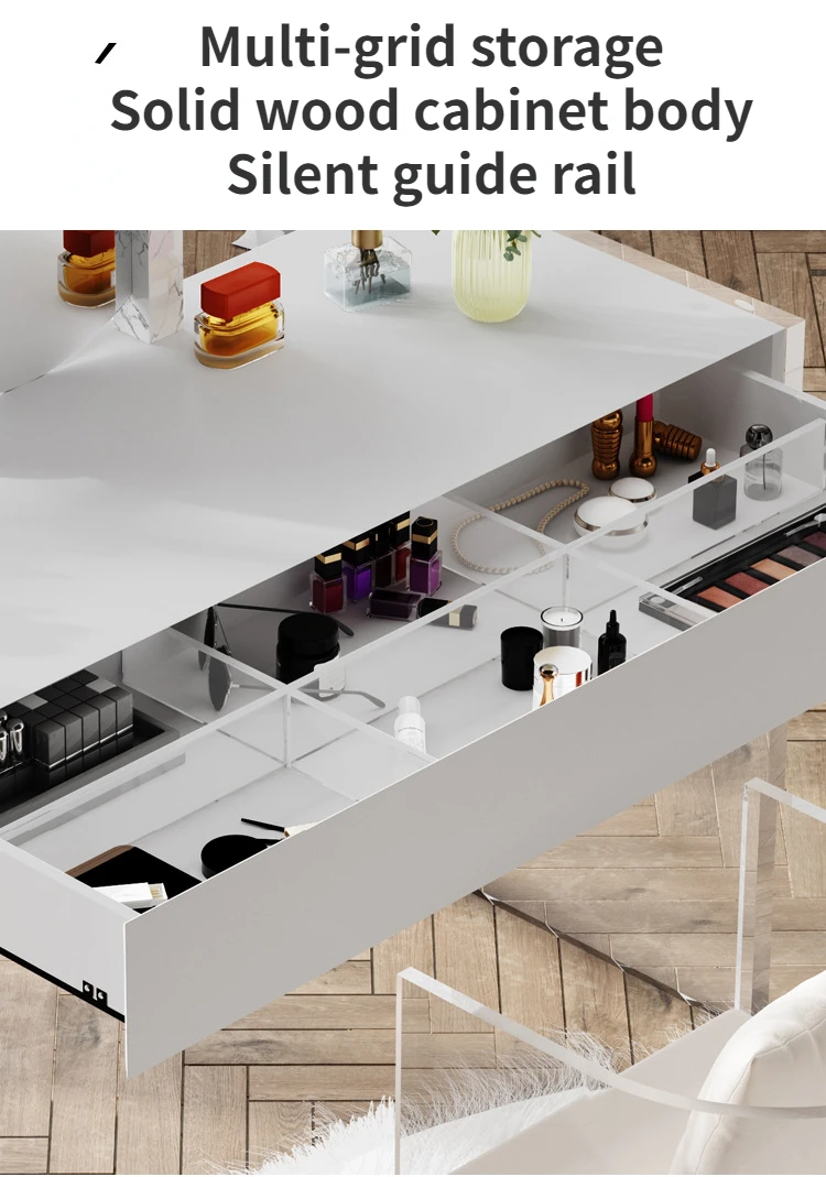 Acrylic Dressers Solid Wood Cabinet Bedroom Simple Design Modern Dressing Tables Makeup Stool With Mirror Minimalist Furniture