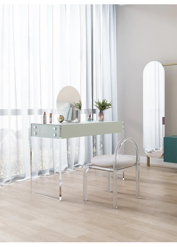 Acrylic Dressers Solid Wood Cabinet Bedroom Simple Design Modern Dressing Tables Makeup Stool With Mirror Minimalist Furniture