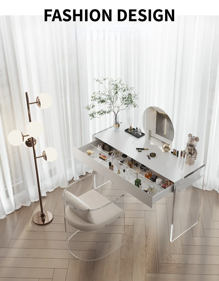 Acrylic Dressers Solid Wood Cabinet Bedroom Simple Design Modern Dressing Tables Makeup Stool With Mirror Minimalist Furniture