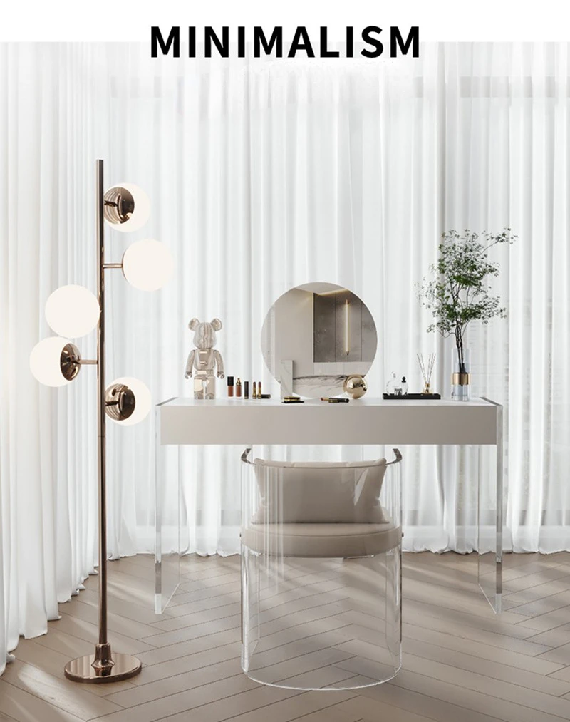 Acrylic Dressers Solid Wood Cabinet Bedroom Simple Design Modern Dressing Tables Makeup Stool With Mirror Minimalist Furniture