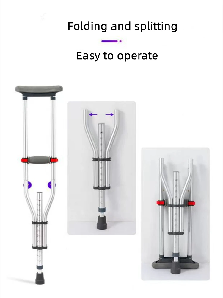 Aluminum Alloy Detachable Foldable Underarm Crutches