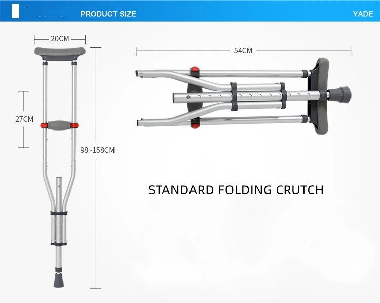 Aluminum Alloy Detachable Foldable Underarm Crutches
