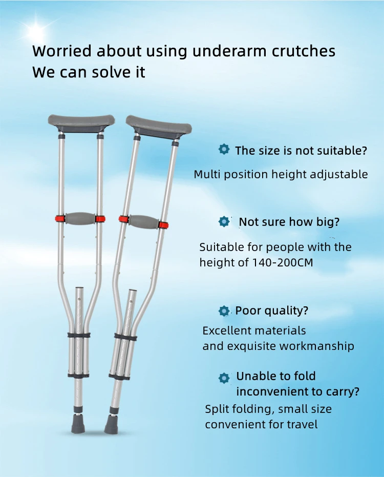 Aluminum Alloy Detachable Foldable Underarm Crutches