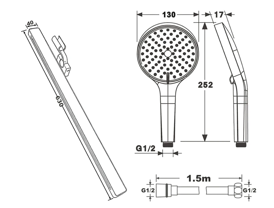 Qlonn Bathroom Smart Shower Set LED Lighting  Embedded Ceiling 1200*200mm Shower Head 4 Functions Thermostat Flow Divider Valve