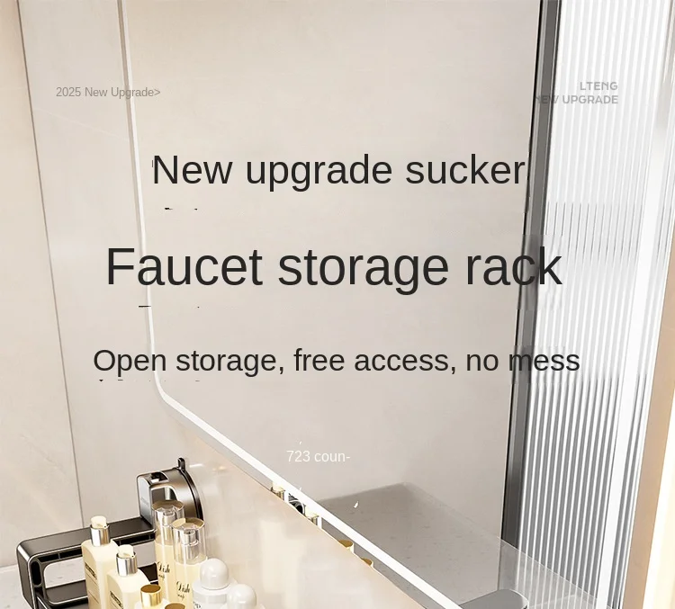 Bathroom Storage Suction Cup Shelves, Non-perforated Installation, Kitchen, Laundry Sink Multi-scene Application Bathroom Storage Suction Cup Shelves, Non-perforated Installation, Kitchen, Laundry Sink Multi-scene Application