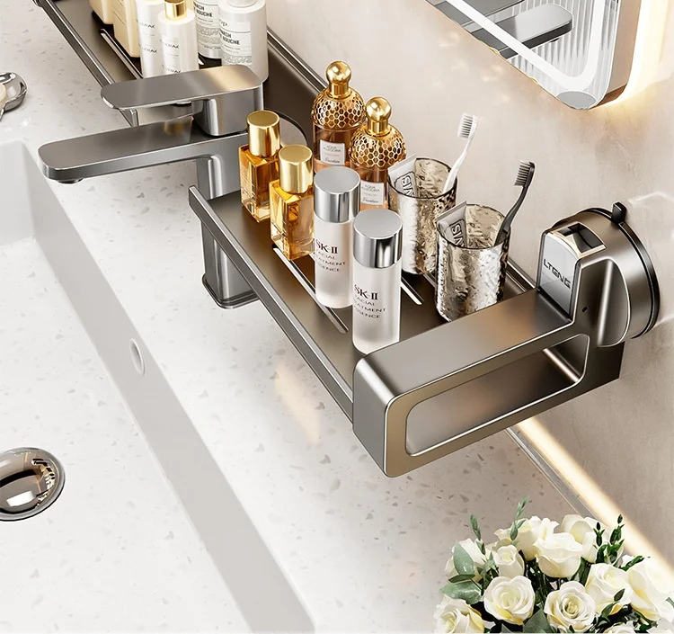 Bathroom Storage Suction Cup Shelves, Non-perforated Installation, Kitchen, Laundry Sink Multi-scene Application Bathroom Storage Suction Cup Shelves, Non-perforated Installation, Kitchen, Laundry Sink Multi-scene Application