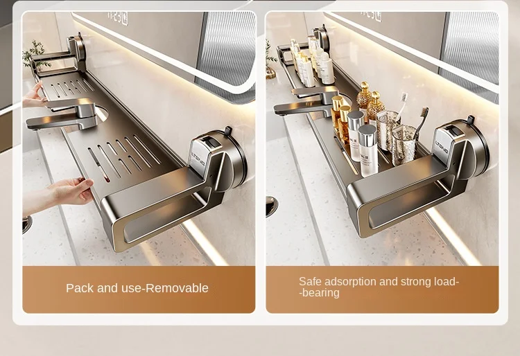 Bathroom Storage Suction Cup Shelves, Non-perforated Installation, Kitchen, Laundry Sink Multi-scene Application Bathroom Storage Suction Cup Shelves, Non-perforated Installation, Kitchen, Laundry Sink Multi-scene Application