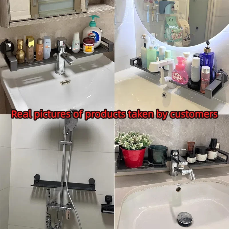 Bathroom Storage Suction Cup Shelves, Non-perforated Installation, Kitchen, Laundry Sink Multi-scene Application Bathroom Storage Suction Cup Shelves, Non-perforated Installation, Kitchen, Laundry Sink Multi-scene Application