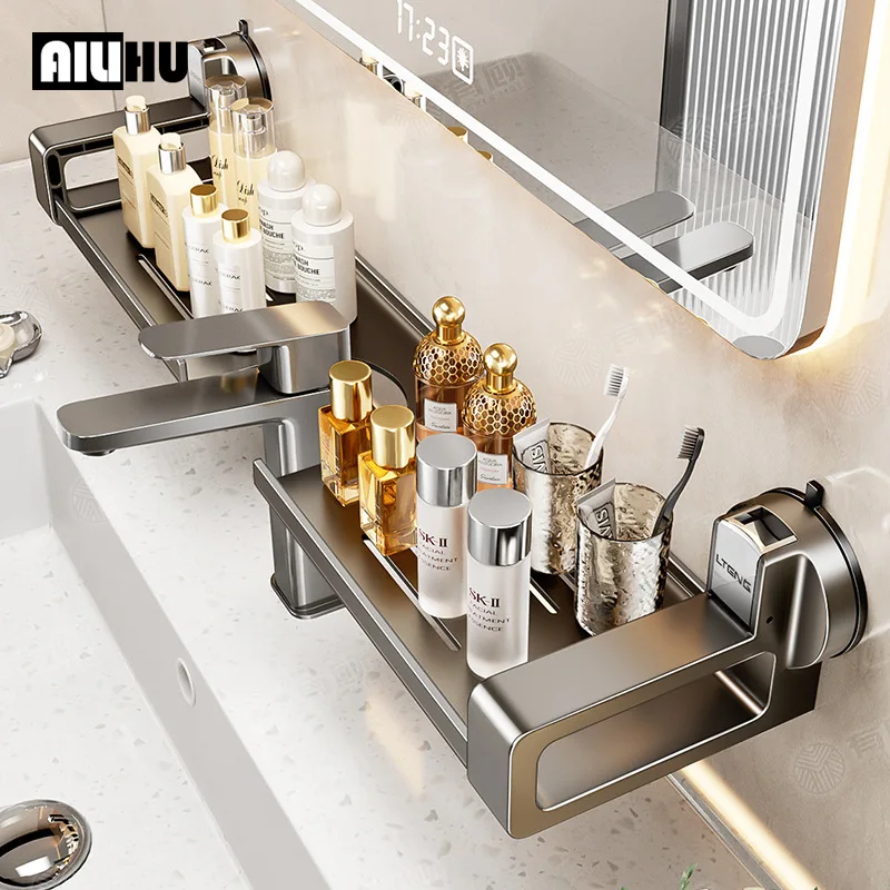 Bathroom Storage Suction Cup Shelves, Non-perforated Installation, Kitchen, Laundry Sink Multi-scene Application Bathroom Storage Suction Cup Shelves, Non-perforated Installation, Kitchen, Laundry Sink Multi-scene Application