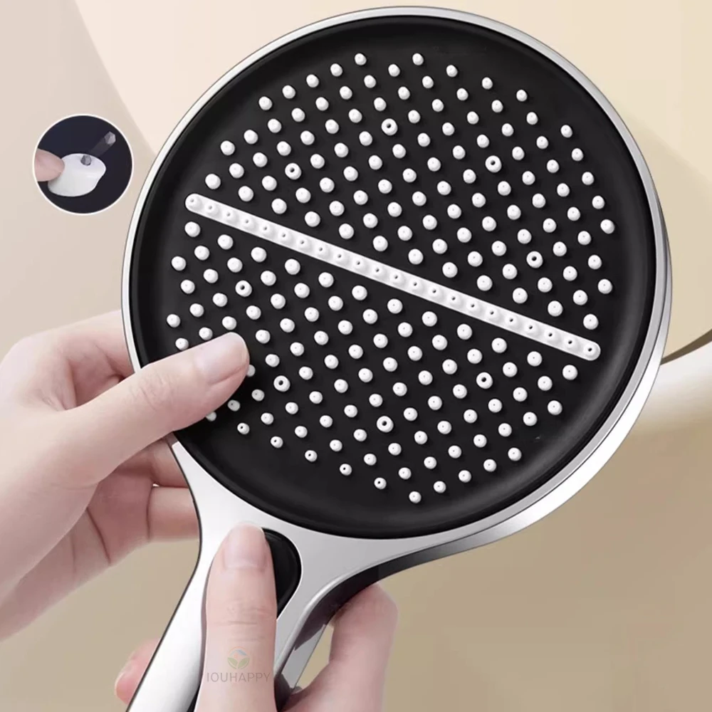 Black 15CM Big Panel 4 Modes Pressure Boost Shower Head