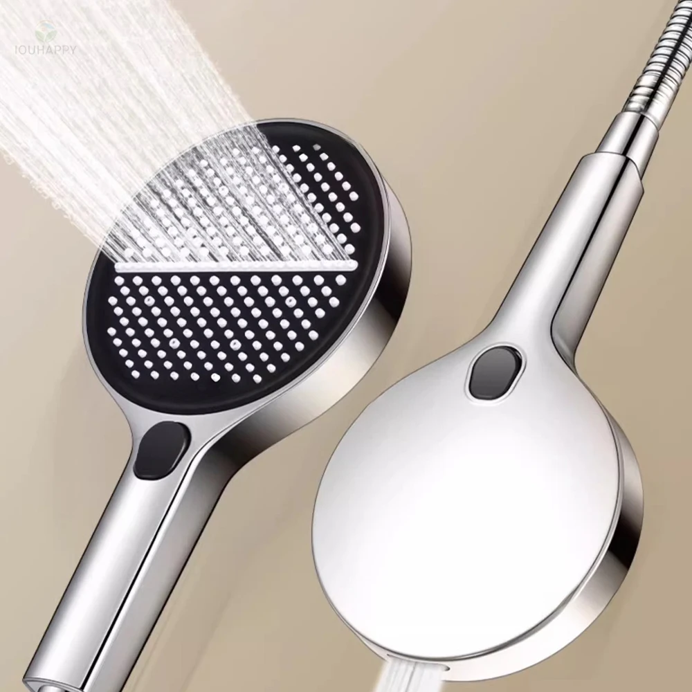 Black 15CM Big Panel 4 Modes Pressure Boost Shower Head