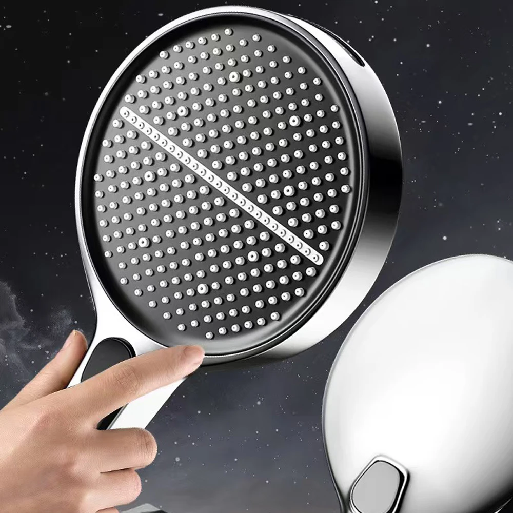 Black 15CM Big Panel 4 Modes Pressure Boost Shower Head