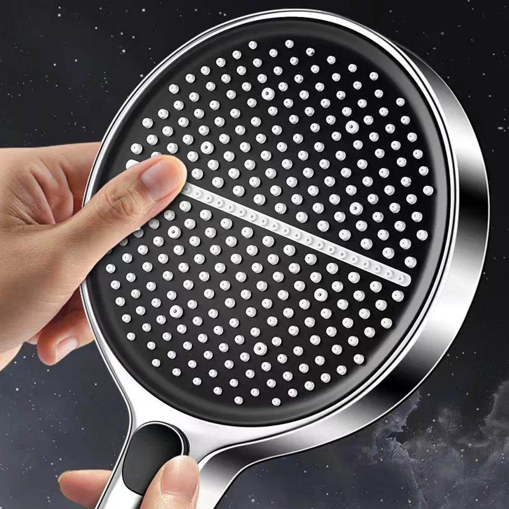 Black 15CM Big Panel 4 Modes Pressure Boost Shower Head