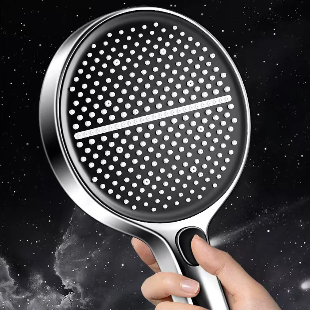 Black 15CM Big Panel 4 Modes Pressure Boost Shower Head