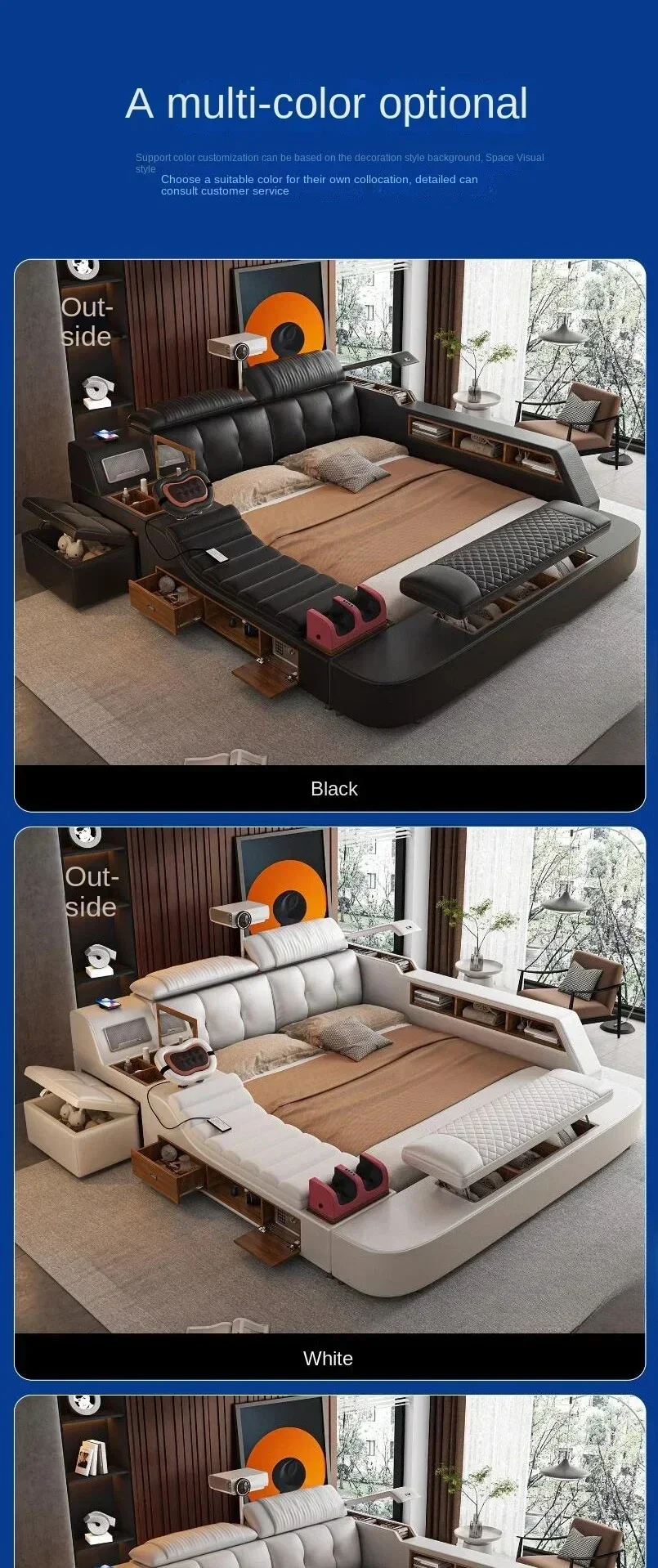 Black King Size Frame Double Bed With Drawers Storage Multifunction Massage Bed Storage Modern For Camas De Dormitorio Furniture Black King Size Frame Double Bed With Drawers Storage Multifunction Massage Bed Storage Modern For Camas De Dormitorio Furniture