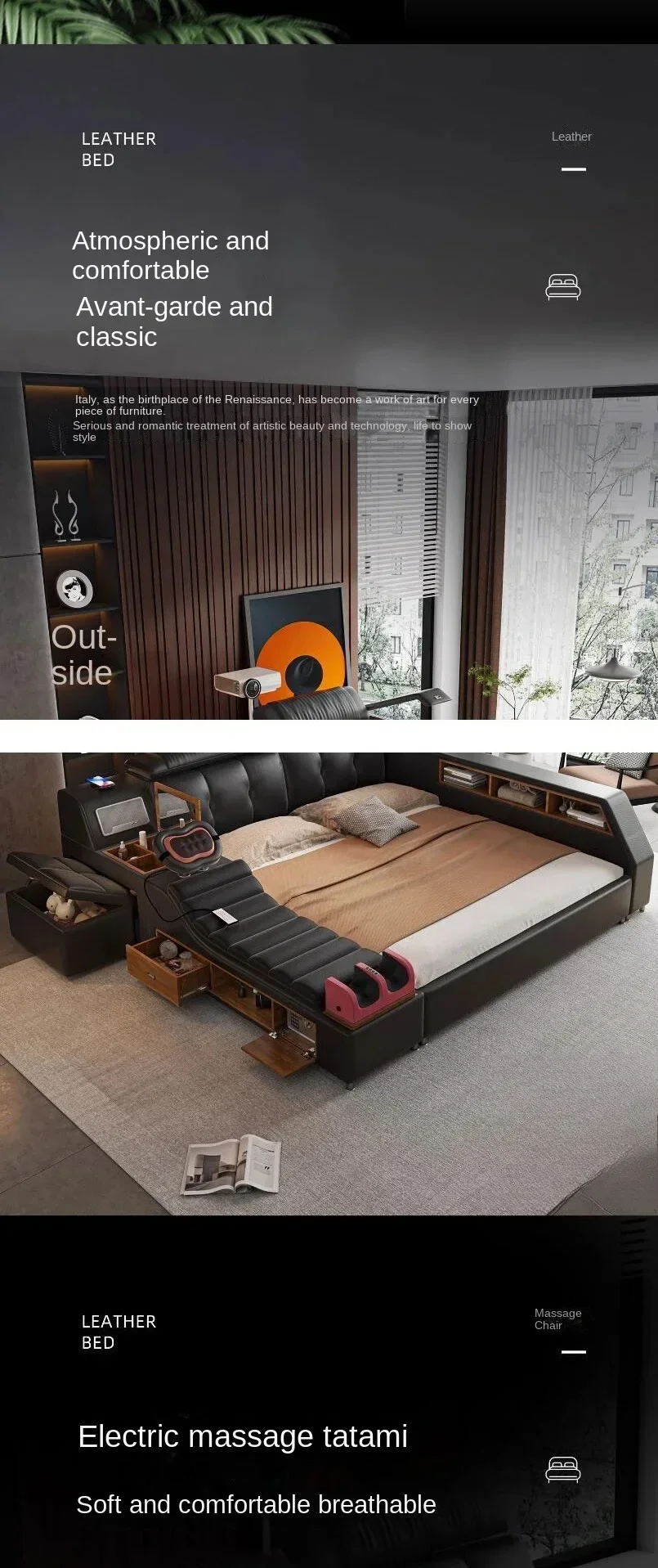 Black King Size Frame Double Bed With Drawers Storage Multifunction Massage Bed Storage Modern For Camas De Dormitorio Furniture Black King Size Frame Double Bed With Drawers Storage Multifunction Massage Bed Storage Modern For Camas De Dormitorio Furniture