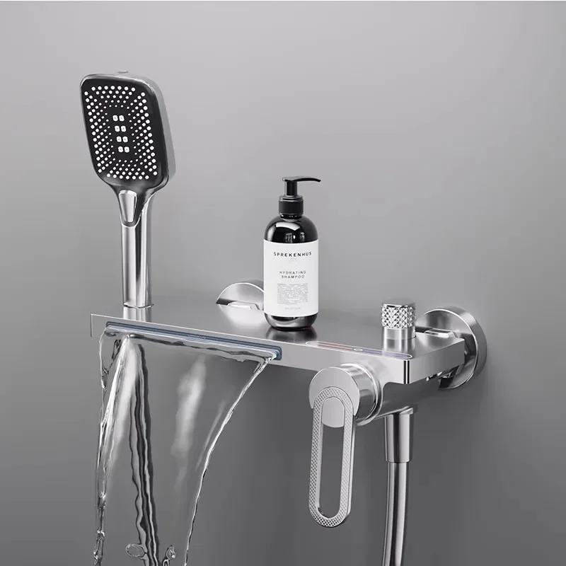 Brushed Gold Bath and Shower Faucet Set BATHROOM ACCESSORIES Color: Chrome Brushed Gold Bath and Shower Faucet Set BATHROOM ACCESSORIES Color: Chrome