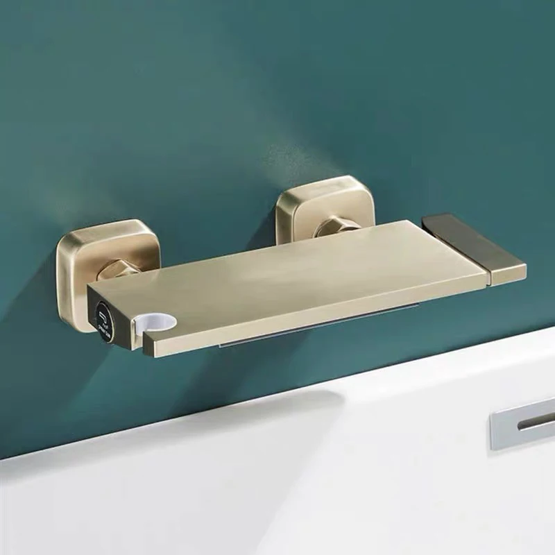 Brushed Gold Waterfall Bathtub Shower Faucet Set