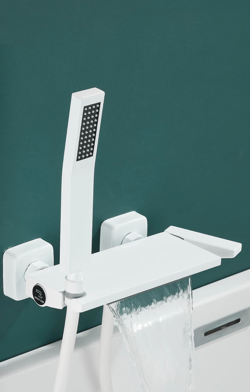 Brushed Gold Waterfall Bathtub Shower Faucet Set
