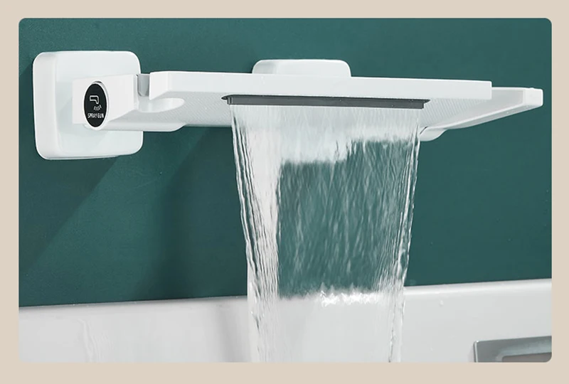 Brushed Gold Waterfall Bathtub Shower Faucet Set
