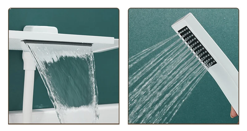 Brushed Gold Waterfall Bathtub Shower Faucet Set