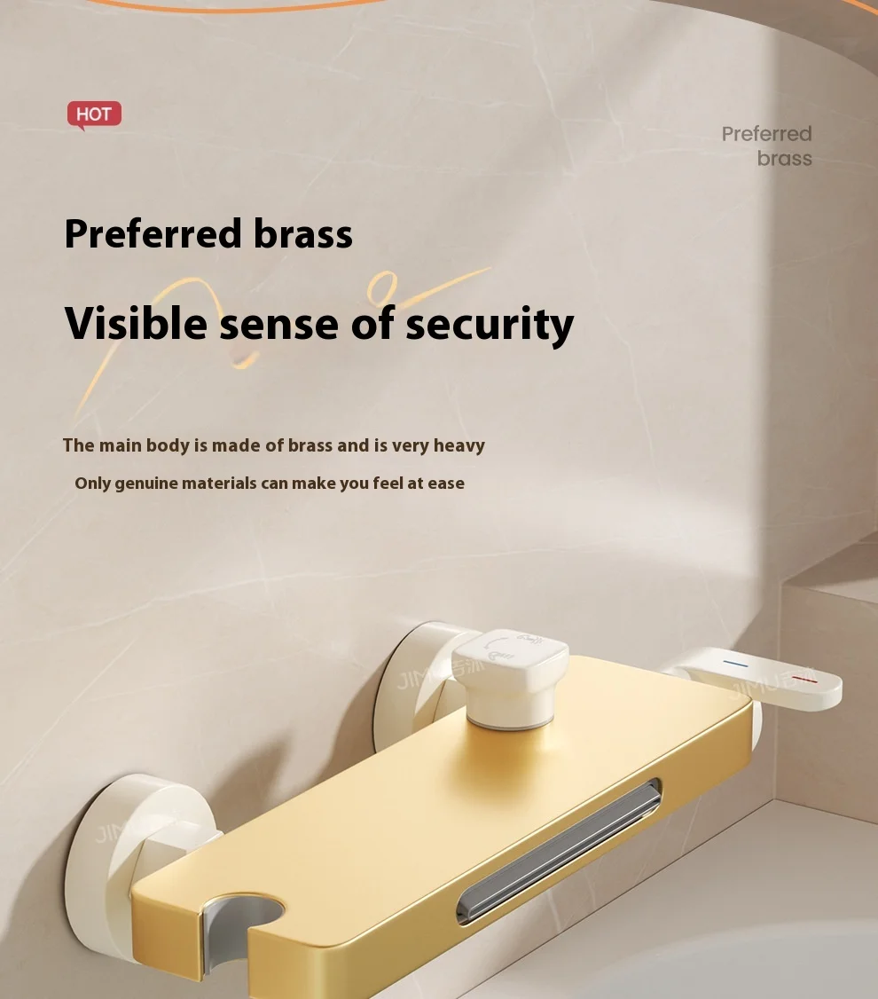 Cream Style Solid Brass Wall Mounted Bathtub Faucet with Waterfall Spout - High Flow Mixing Valve Shower Kit, Easy Install