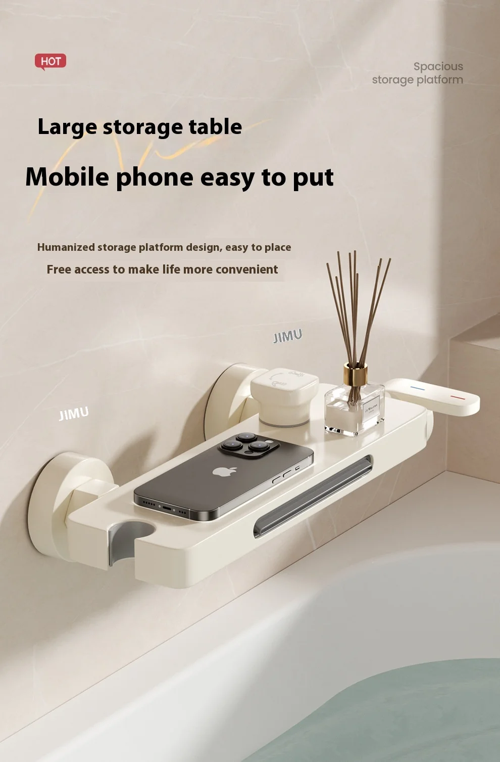 Cream Style Solid Brass Wall Mounted Bathtub Faucet with Waterfall Spout - High Flow Mixing Valve Shower Kit, Easy Install