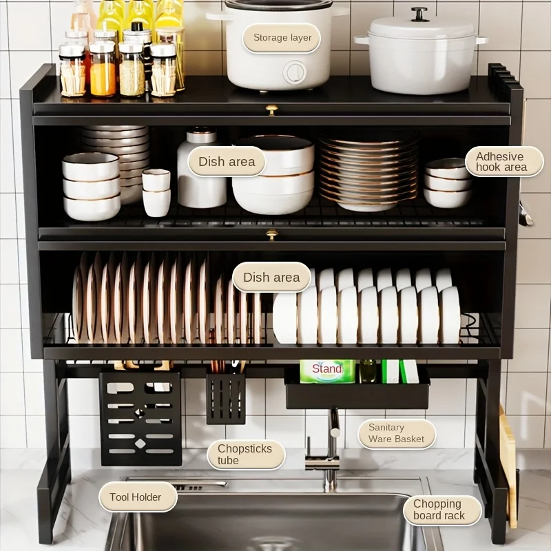 Dish Rack with Utensil Holder for Sink