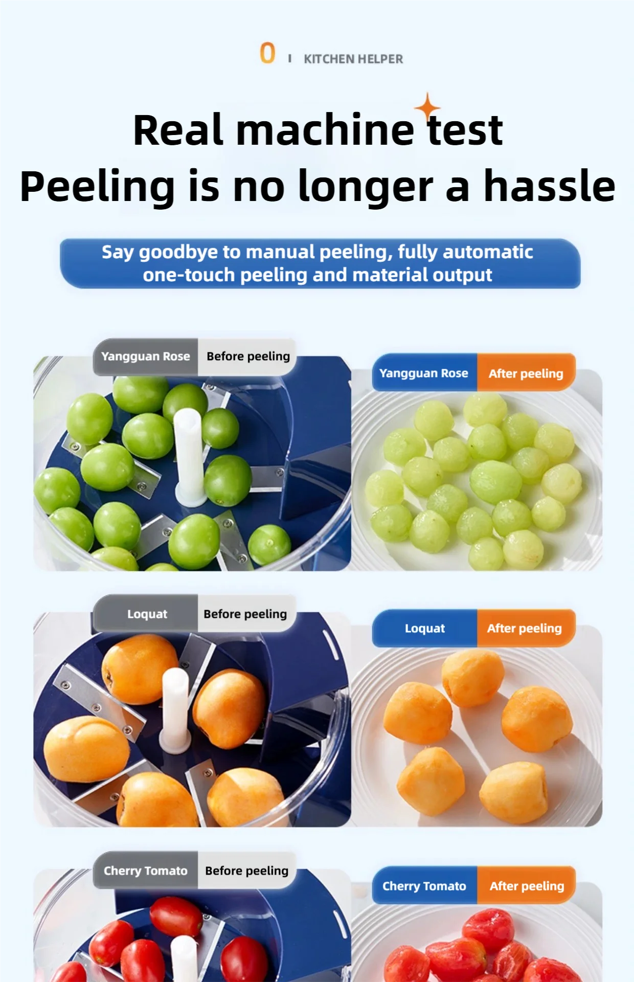 TINSOL Electric Fruit and Vegetable Peeler Automatic Small Fruit Peeling Tool Smart Grape Peeler Kitchen Peeling Gadget