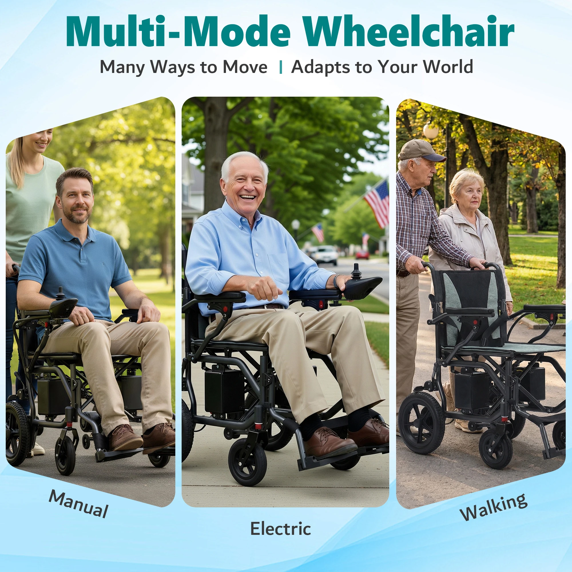 Electric Wheelchair for Seniors Lightweight and Foldable Home Care