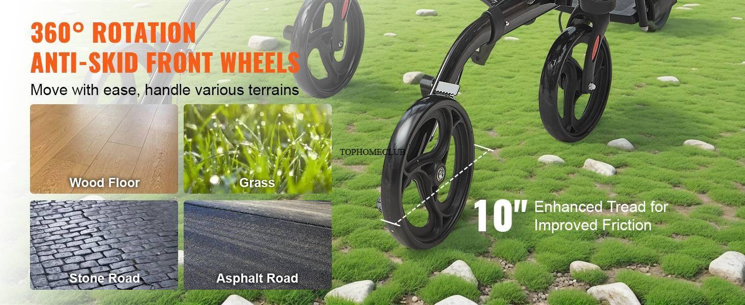Folding Rolling Walker Wheelchair Combo & Aluminum Mobility Walker
