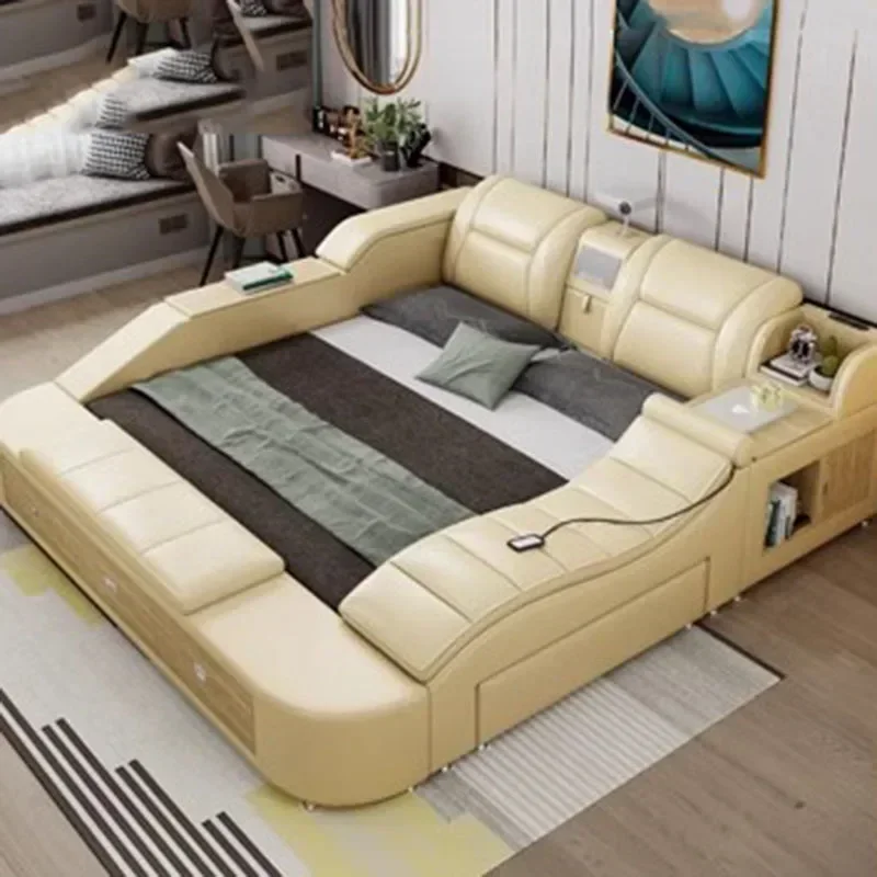 Frame Queen European Double Bed Modern High End Headboard Twin Double Bed Luxury Storage Letto Matrimoniale Bedroom Furniture Frame Queen European Double Bed Modern High End Headboard Twin Double Bed Luxury Storage Letto Matrimoniale Bedroom Furniture