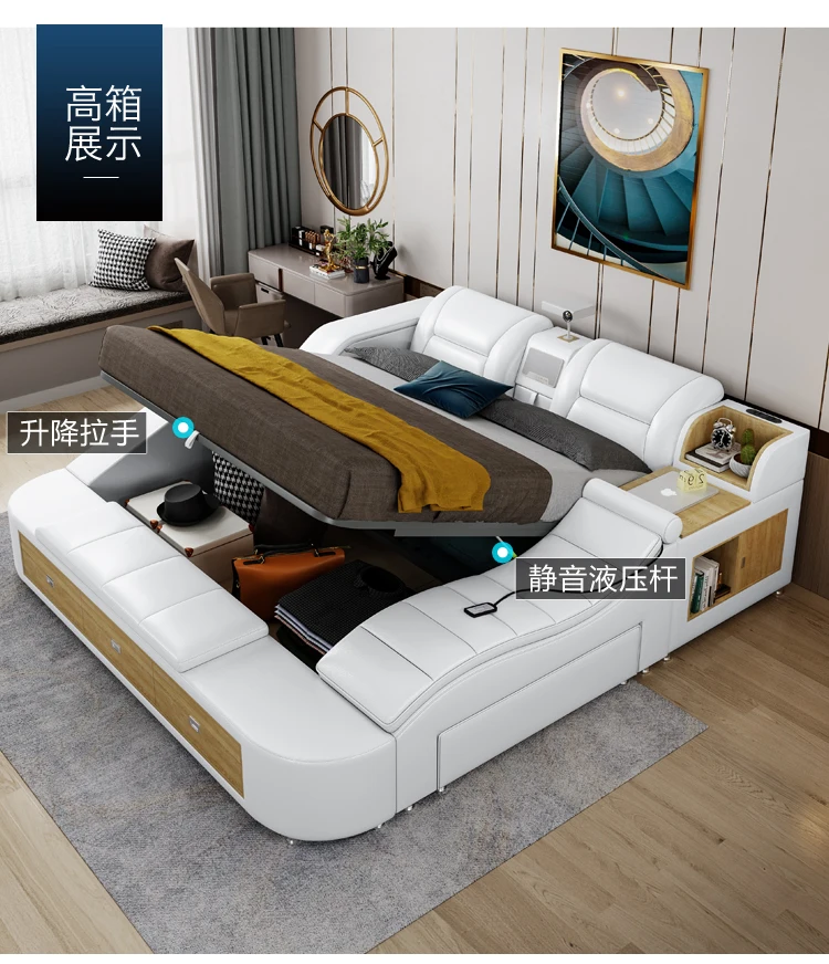 Frame Queen European Double Bed Modern High End Headboard Twin Double Bed Luxury Storage Letto Matrimoniale Bedroom Furniture Frame Queen European Double Bed Modern High End Headboard Twin Double Bed Luxury Storage Letto Matrimoniale Bedroom Furniture