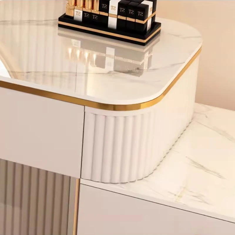 French Beauty Vanity Table Luxury With Light Mirror Trendy Aesthetic Vanity Table With Chair Kawaii Meuble Coiffeuse Furniture French Beauty Vanity Table Luxury With Light Mirror Trendy Aesthetic Vanity Table With Chair Kawaii Meuble Coiffeuse Furniture