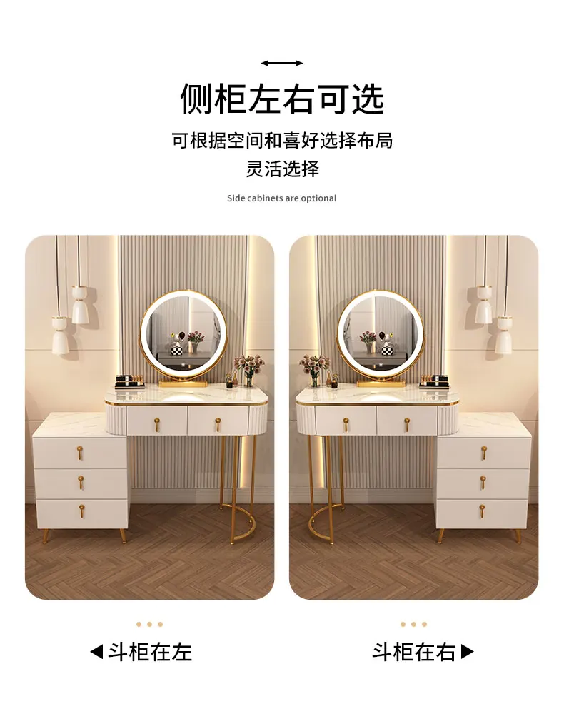 French Beauty Vanity Table Luxury With Light Mirror Trendy Aesthetic Vanity Table With Chair Kawaii Meuble Coiffeuse Furniture