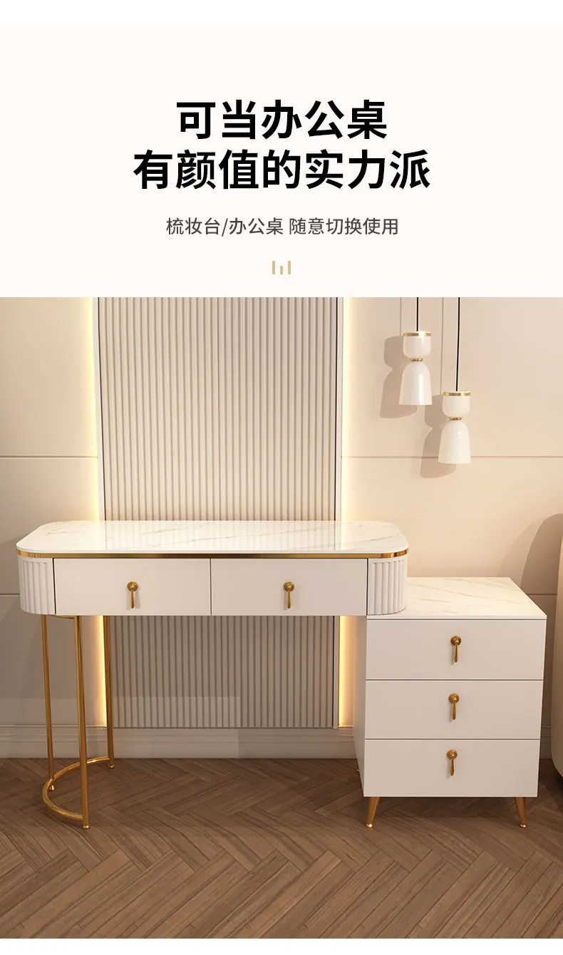 French Beauty Vanity Table Luxury With Light Mirror Trendy Aesthetic Vanity Table With Chair Kawaii Meuble Coiffeuse Furniture