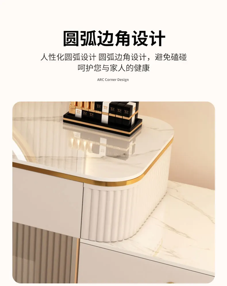 French Beauty Vanity Table Luxury With Light Mirror Trendy Aesthetic Vanity Table With Chair Kawaii Meuble Coiffeuse Furniture