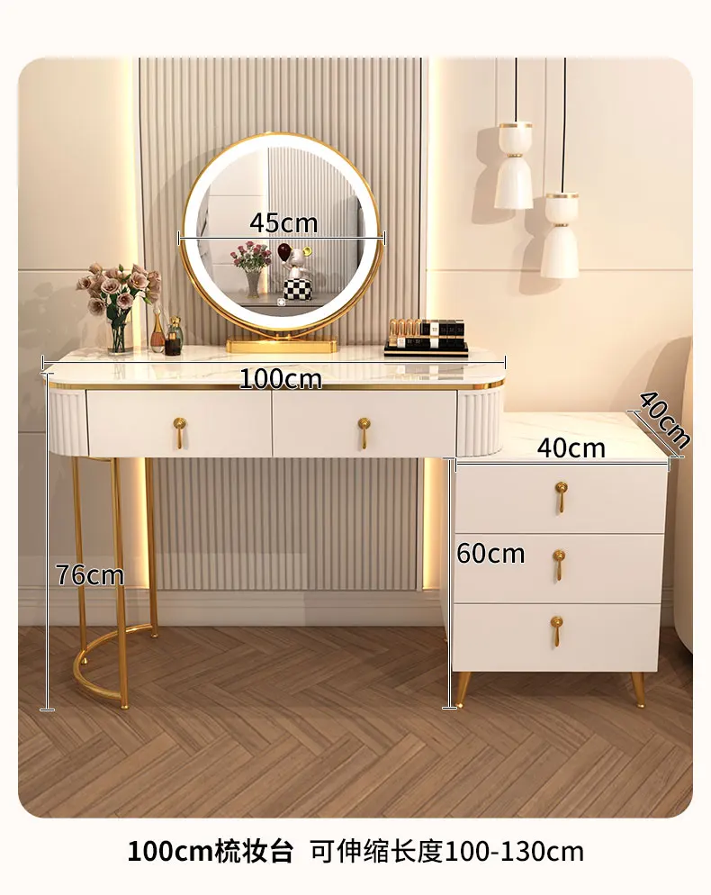 French Beauty Vanity Table Luxury With Light Mirror Trendy Aesthetic Vanity Table With Chair Kawaii Meuble Coiffeuse Furniture