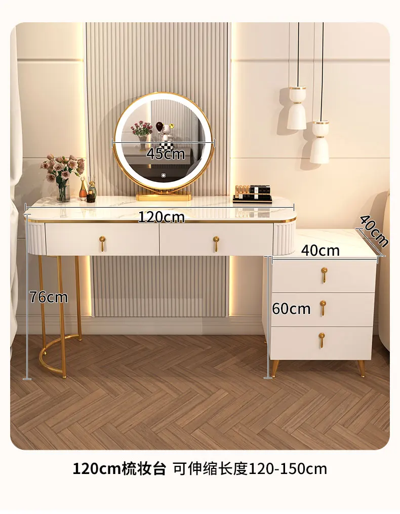 French Beauty Vanity Table Luxury With Light Mirror Trendy Aesthetic Vanity Table With Chair Kawaii Meuble Coiffeuse Furniture