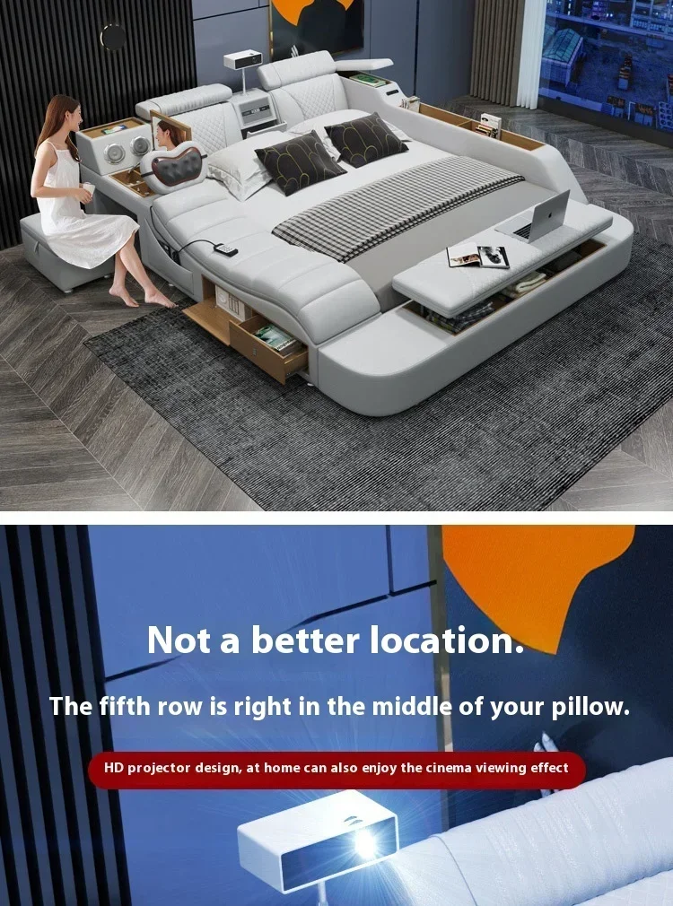 Gamer Massage Tatami Leather Bed Bedroom Lazy Double Bed Modern Simple Wedding With Projector STravel Muebles Trendy Furniture Gamer Massage Tatami Leather Bed Bedroom Lazy Double Bed Modern Simple Wedding With Projector STravel Muebles Trendy Furniture