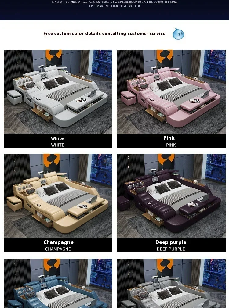 Gamer Massage Tatami Leather Bed Bedroom Lazy Double Bed Modern Simple Wedding With Projector STravel Muebles Trendy Furniture Gamer Massage Tatami Leather Bed Bedroom Lazy Double Bed Modern Simple Wedding With Projector STravel Muebles Trendy Furniture