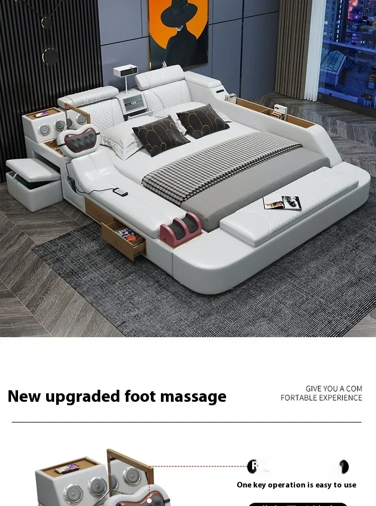 Gamer Massage Tatami Leather Bed Bedroom Lazy Double Bed Modern Simple Wedding With Projector STravel Muebles Trendy Furniture Gamer Massage Tatami Leather Bed Bedroom Lazy Double Bed Modern Simple Wedding With Projector STravel Muebles Trendy Furniture
