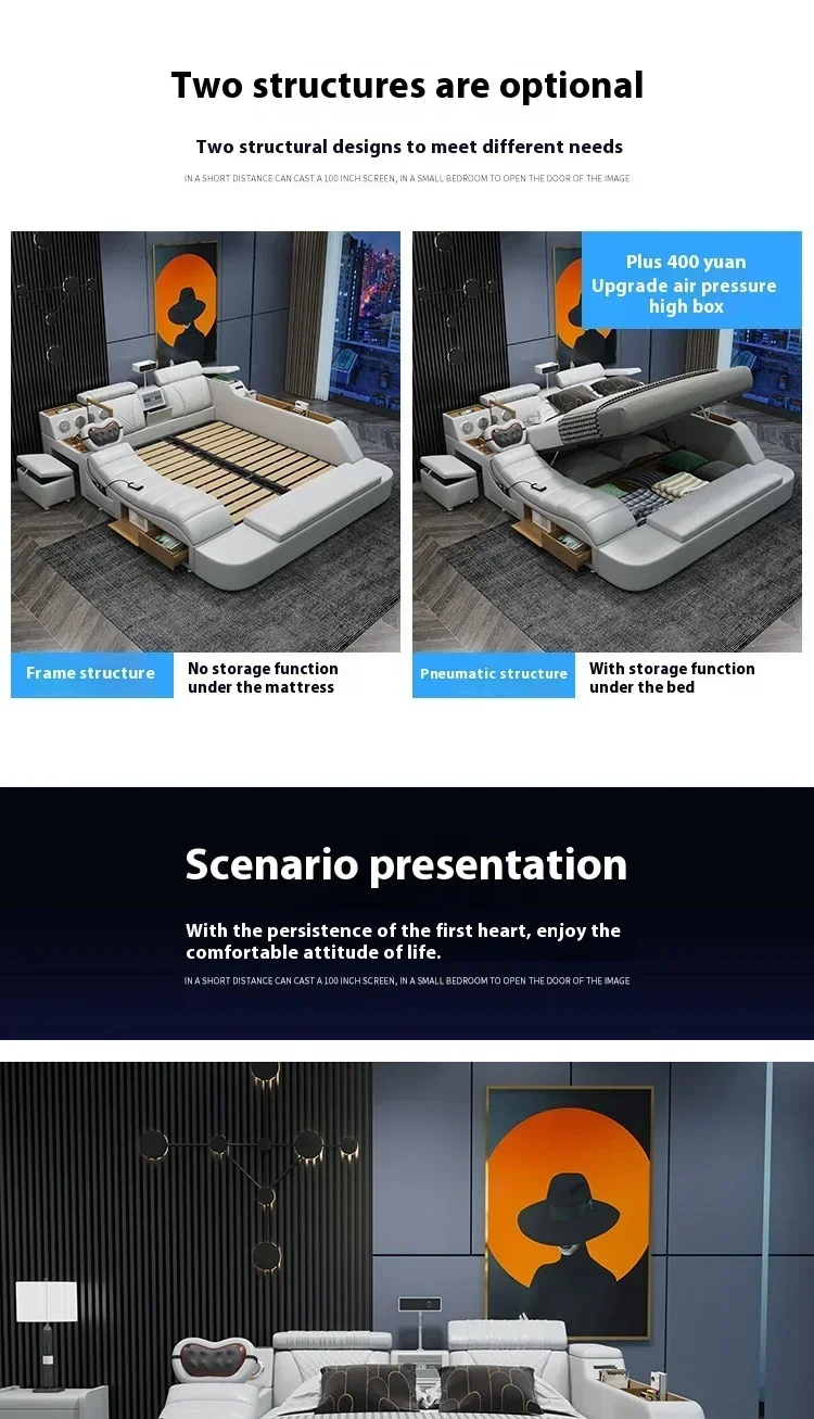 Gamer Massage Tatami Leather Bed Bedroom Lazy Double Bed Modern Simple Wedding With Projector STravel Muebles Trendy Furniture Gamer Massage Tatami Leather Bed Bedroom Lazy Double Bed Modern Simple Wedding With Projector STravel Muebles Trendy Furniture