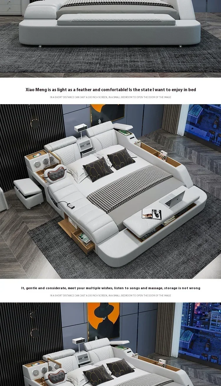 Gamer Massage Tatami Leather Bed Bedroom Lazy Double Bed Modern Simple Wedding With Projector STravel Muebles Trendy Furniture Gamer Massage Tatami Leather Bed Bedroom Lazy Double Bed Modern Simple Wedding With Projector STravel Muebles Trendy Furniture