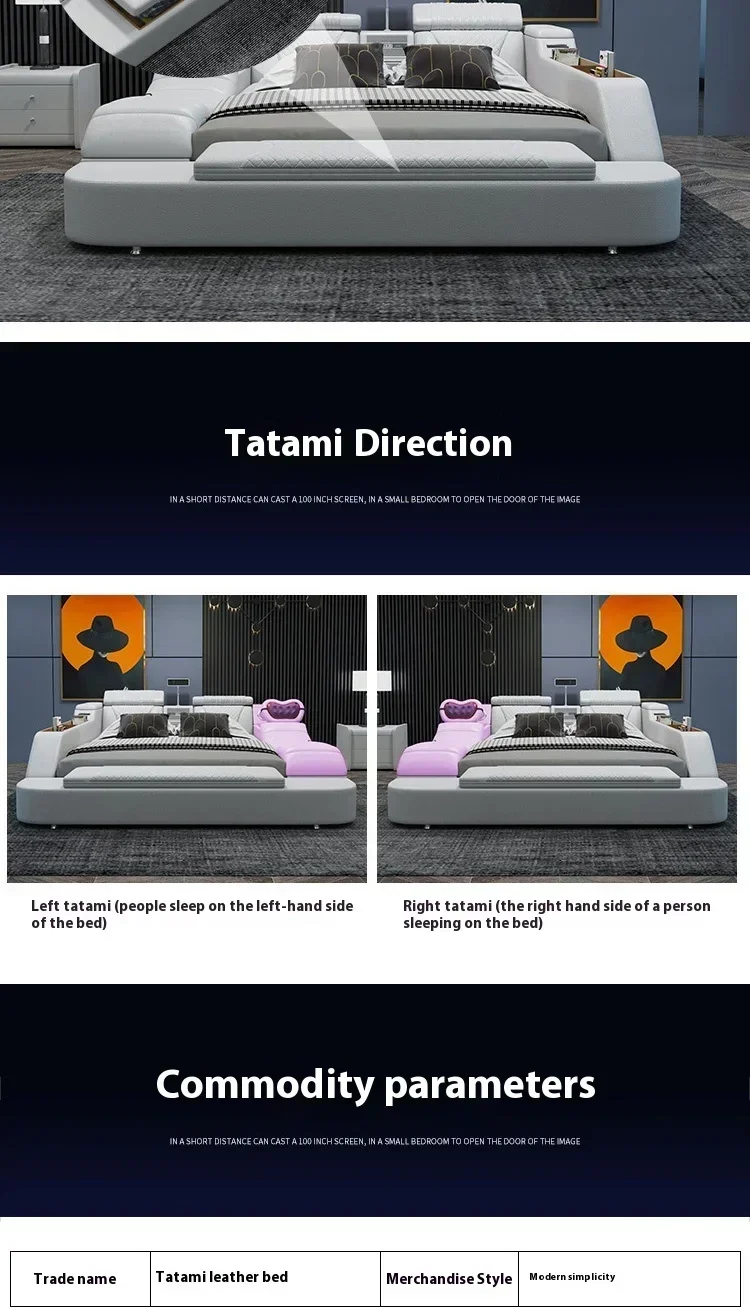 Gamer Massage Tatami Leather Bed Bedroom Lazy Double Bed Modern Simple Wedding With Projector STravel Muebles Trendy Furniture Gamer Massage Tatami Leather Bed Bedroom Lazy Double Bed Modern Simple Wedding With Projector STravel Muebles Trendy Furniture
